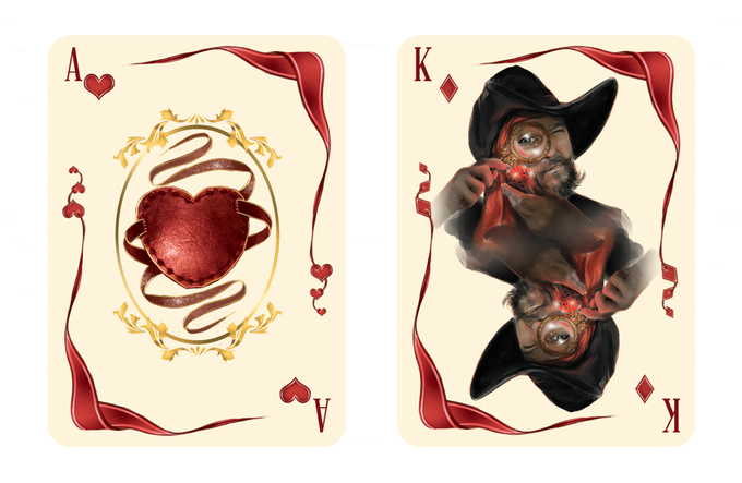 Wooden Playing Card Box with Hand-painted Ace of Hearts – critical EYE Finds