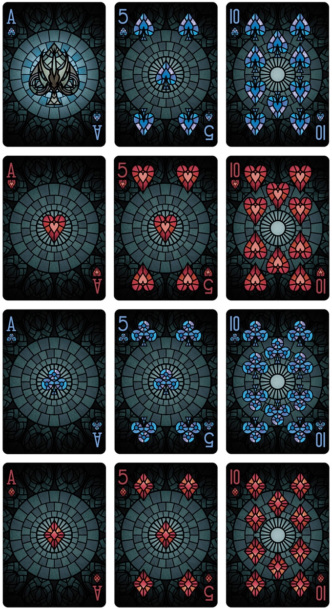 BICYCLE STAINED GLASS LEVIATHAN Playing Cards. The beast emerges